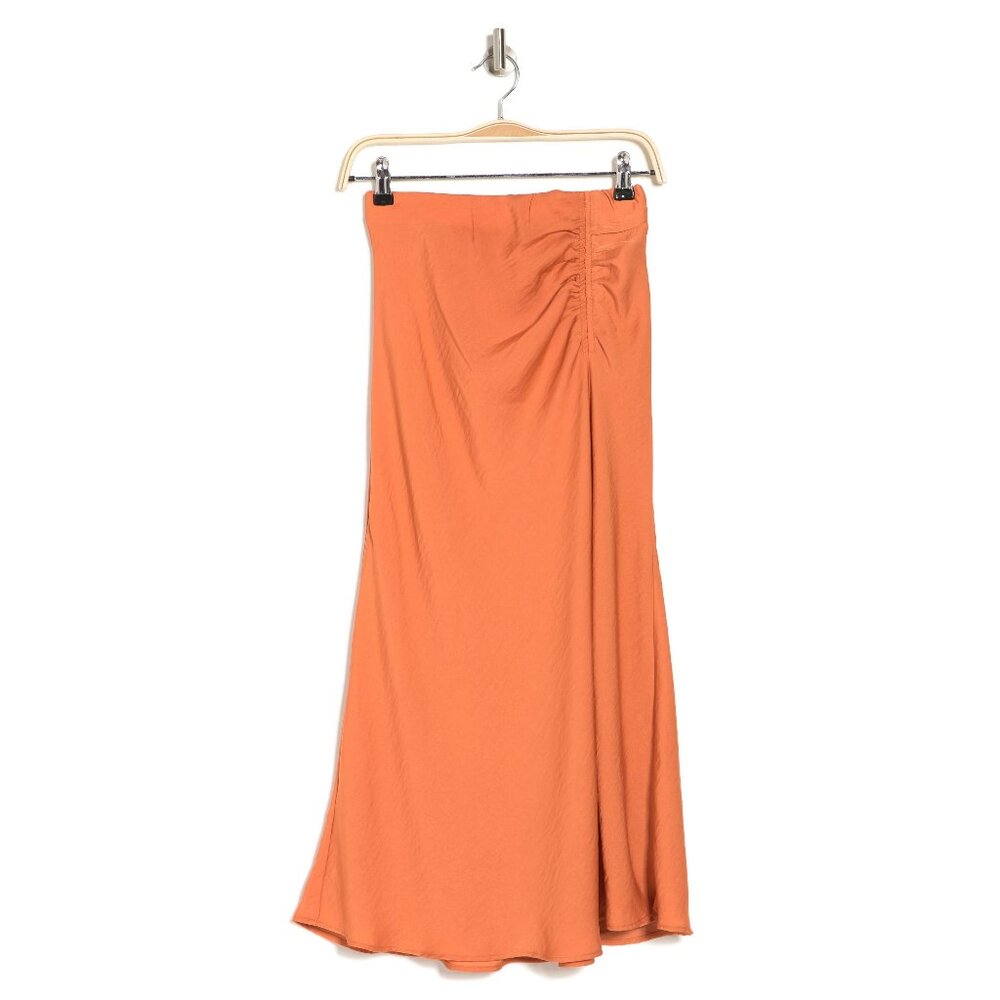 ✨ Orange Silky Midi Skirt with flattering slit ✨ - Picture 2 of 10